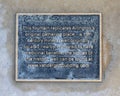 Information plaque for a replica fountain in front of the historic Vandergriff Office Building in Arlington, Texas. Royalty Free Stock Photo