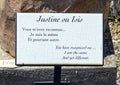 'Justine ou Isis' sculpture information plaque in the Exotic Garden of Eze, France