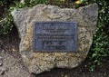 Information plaque for `Teddy Bears`, a sculpture by Jerry Williams on the West side of Exall Lake in Highland Park, Dallas, Texas Royalty Free Stock Photo