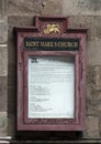 Pictured is information about Saint Mark`s Episcopal Church posted on the Church