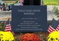 Dedication marker at the Memorial to September 11, 2001 attacks in Washington Irving Memorial Park in Bixby, Oklahoma.