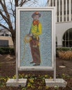 Intricate mosaic featuring Will Rogers in the courtyard leading to the Bank of Oklahoma Tower in Tulsa.