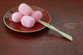 Japanese rice cake called Suama on the table ware Royalty Free Stock Photo
