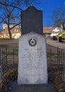 John Bunyan Denton memorial gravesite at the Denton County Courthouse on the Square in downtown Denton, Texas. Royalty Free Stock Photo