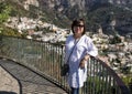Korean woman on holiday on the way to Positano, a village and comune on the Amalfi Coast, in Campania, Italy. Royalty Free Stock Photo