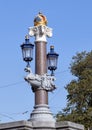 Lantern Pole on Historic bridge, The Blauwbrug, Amsterdam, Netherlands Royalty Free Stock Photo