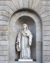 Statue of Juan Fiveller Minister II of Barcelona in a niche on the right side of the City Hall. Royalty Free Stock Photo