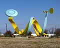 `Liftoff` by John Davis, a kinetic sculpture located at the disc golf park in Wylie, Texas.