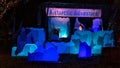 Lighted Antarctic Adventure with penguins at night at the Dallas Zoo in Texas.