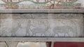 Limestone relief from a 5th Dynasty Saqqara mastaba inside the Museum of Egyptian Antiquities in Cairo, Egypt.