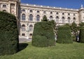 Manicured Landscape and Classic lampost, front of the Natural History Museum, Maria-Theresien-Platz, Vienna, Austria Royalty Free Stock Photo