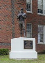 `Ernie Banks Memorial Statue` at Booker T. Washington in the Arts District of downtown Dallas, Texas.