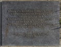 Memorial plaque for a bronze sculpture by Leonard Baskin in Raoul Wallenberg Plaza on the campus of the University of Michigan.