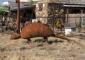 Armadillo metal sculpture in front of the Toyahvale Desert Oasis Royalty Free Stock Photo