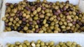 Mixture of olives on sale in the Cours Saleya Market in the old town of Nice, France Royalty Free Stock Photo