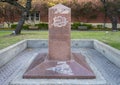 Commemorative monument in historic Katy Plaza in downtown Denison, Texas.