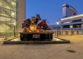 `Wild Band of Razorbacks` monument by master sculptor Dick Idol at the University of Arkansas in Fayetteville.