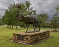 Bronze sculpture titled Porcupine Herd Caribou by Sam Terakedis in Tulsa, Oklahoma.