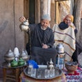 Moroccan tea ceremony in a house in a Berber village in the High Atlas Mountains of Morocco.