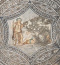 Mosaic of Bacchus encountering the sleeping Ariadne in the House of Ephebe at the Archaeological Site of Volubilis in Morocco.