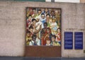 `Golden Rule` by Norman Rockwell in mosaic in the West entryway of Thanksgiving Square in downtown Dallas, Texas.