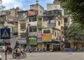 Multi-story buildings and motorbikes, Hanoi, capital of Vietnam