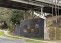 A mural by Alli Koch at the underpass where the historic Katy Trail passes over Hall Street in Uptown, Dallas, Texas. Royalty Free Stock Photo