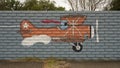 Mural on a barrier wall between Forest Lane and the neighborhood on the North side, painted in 1976 by art students.