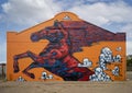 Mural by Dallas based artist Alec de Jesus for the seventh annual Wild West Mural Fest in Dallas, Texas. Royalty Free Stock Photo