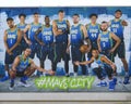 Mural in downtown Dallas with Dallas Mavericks basketball players, 2020. Royalty Free Stock Photo