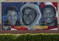 Mural featuring groundbreaking black figures in history by Malcom Byers at Ronald E. McNair Elementary in Dallas, Texas. Royalty Free Stock Photo