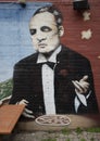 Marlon Brando as Don Vito Corleone by Frank Campagna on the outside patio wall of Cane Rosso in Deep Ellum in Dallas, Texas. Royalty Free Stock Photo