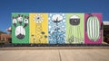 Mural on Georgia`s Farmers Market in downtown Plano by artist Will Heron. Royalty Free Stock Photo