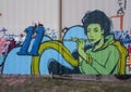 Mural by Hatziel Flores for Tinsel Dallas, a free show given in West Dallas inspired by the `Twelve days of Christmas`. Royalty Free Stock Photo