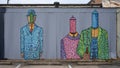 Mural by The House of Pannek, a takeoff on `American Gothic`, in Deep Ellum, Texas. Royalty Free Stock Photo
