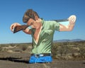 Mural depicting scene with James Dean from `Giant` on Highway 90 outside Marfa, Texas.