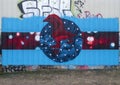 Mural by Jeremy Biggers for Tinsel Dallas, a free show given in West Dallas inspired by the `Twelve days of Christmas`.