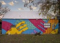 Mural on the side of the art studio of Jeremy Biggers and Sam Lao in the Tin District of Dallas, Texas. Royalty Free Stock Photo