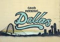 `Good Morning Dallas` mural by unidentified artist in the Design District in Dallas, Texas.