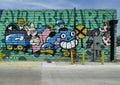 Mural titled \'All Aboard\' by Jason Pawley in downtown Edmond, Oklahoma.