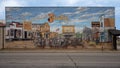 `Cowtown` by artist Stylle Read on the South side of Cavender`s on Main Street at the Forth Worth Stockyards.