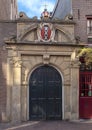 Northern Gate to the Walloon Church, adorned with skulls and Amsterdam Coat of Arms