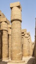 Portion of the Great Hypostyle Hall in the Precinct of Amon-Re in the Karnak temple complex near Luxor, Egypt. Royalty Free Stock Photo