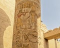 Portion of the Great Hypostyle Hall in the Precinct of Amon-Re in the Karnak temple complex near Luxor, Egypt. Royalty Free Stock Photo