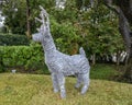 One of three silver reindeer in a Christmas display in Dallas, Texas