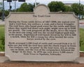 Trail Crew information, part of the longest bronze sculpture collection in the United States in The Center at Preston Ridge. Royalty Free Stock Photo