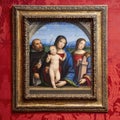 Madonna and Child with Saints Dominic and Barbara by Francesco Francia on display in The Morgan Library and Museum. Royalty Free Stock Photo