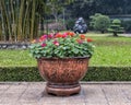 Old beautiful flower pot near the Ho Chi Minh Mausoleum in Ba Dinh Square, Hanoi, Vietnam Royalty Free Stock Photo