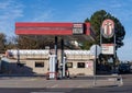 The old out of business Howard Petroleum gas station and convenience store in Marfa, Texas. Royalty Free Stock Photo