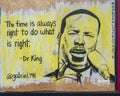 Painted plywood mural with Martin Luther King quote in Deep Ellum, Dallas, during the George Floyd protests.